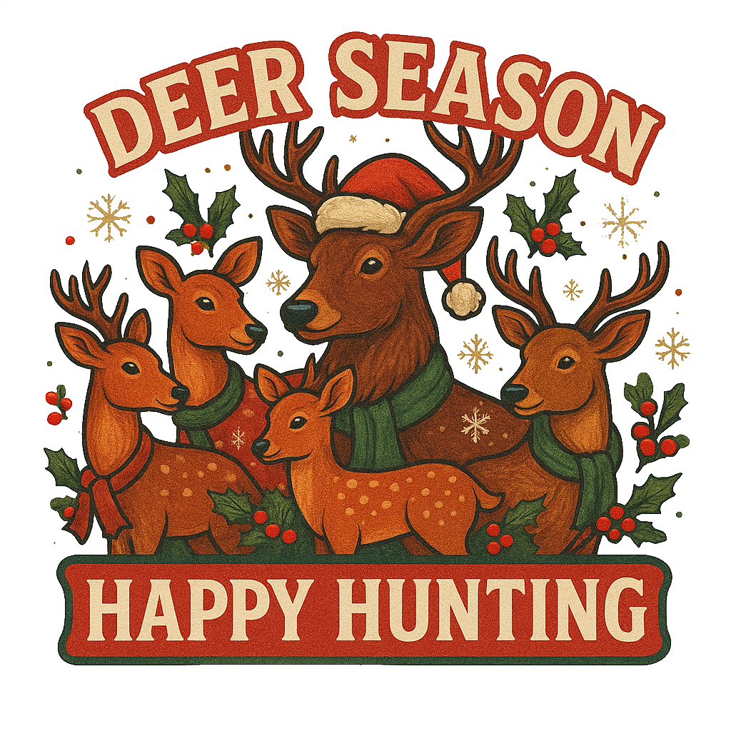 Deer Season – Happy Hunting Tee (Christmas Edition)