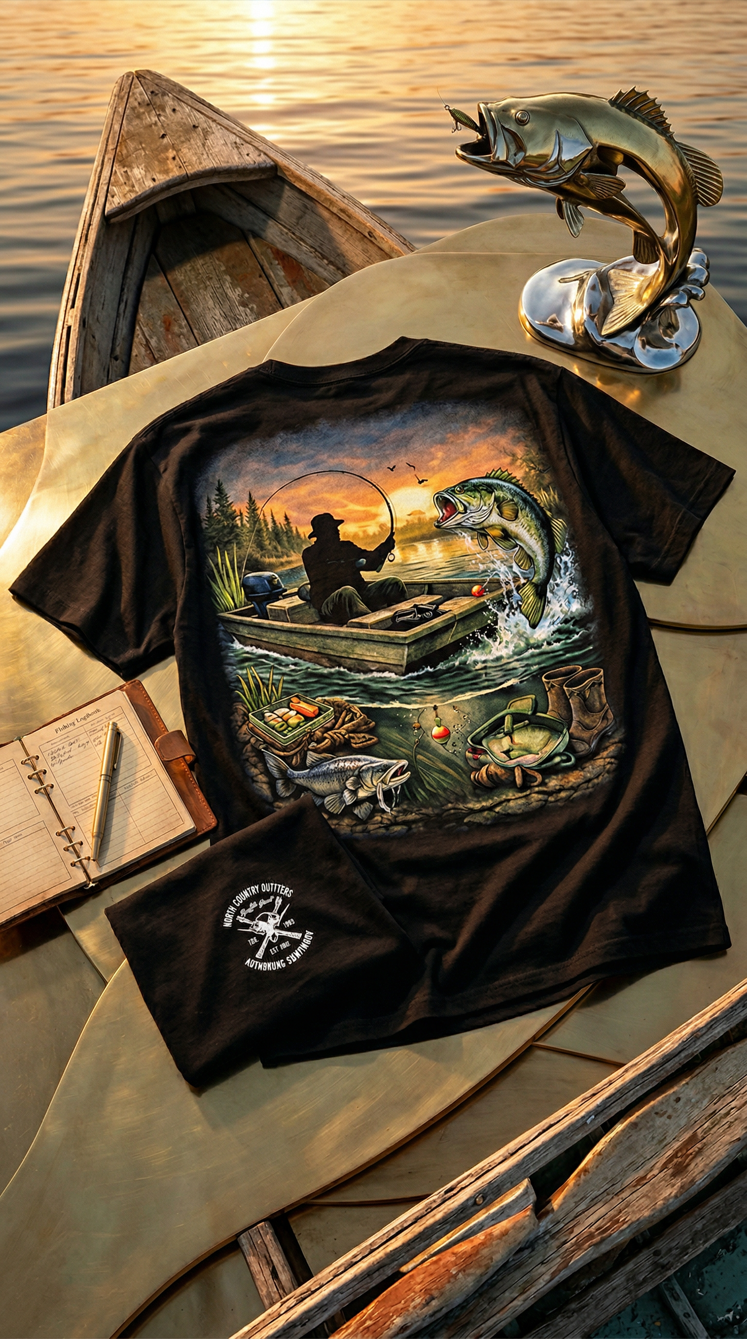 Hooked at Sunset – Bass Fishing Tee