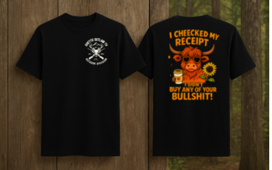 Checked receipts, Highland cow