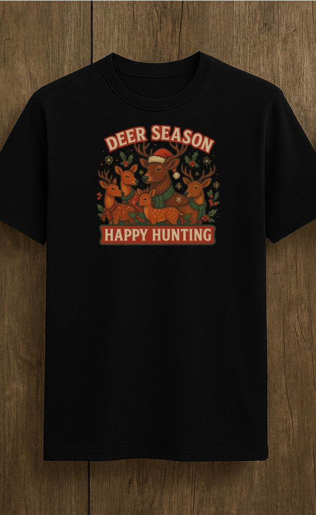 Deer Season – Happy Hunting Tee (Christmas Edition)