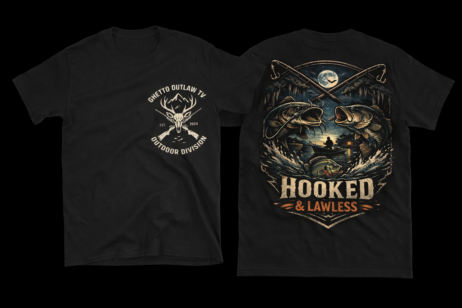 Hooked & Lawless Black Tee