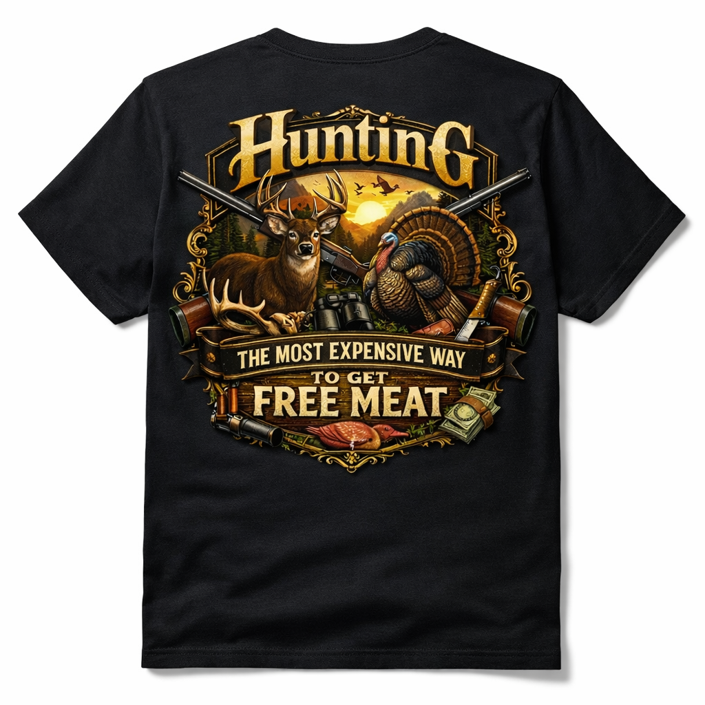 Hunting – The Most Expensive Way to Get Free Meat | Premium Black T-Shirt