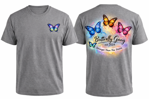 Butterfly Gang Tee – Heather Grey