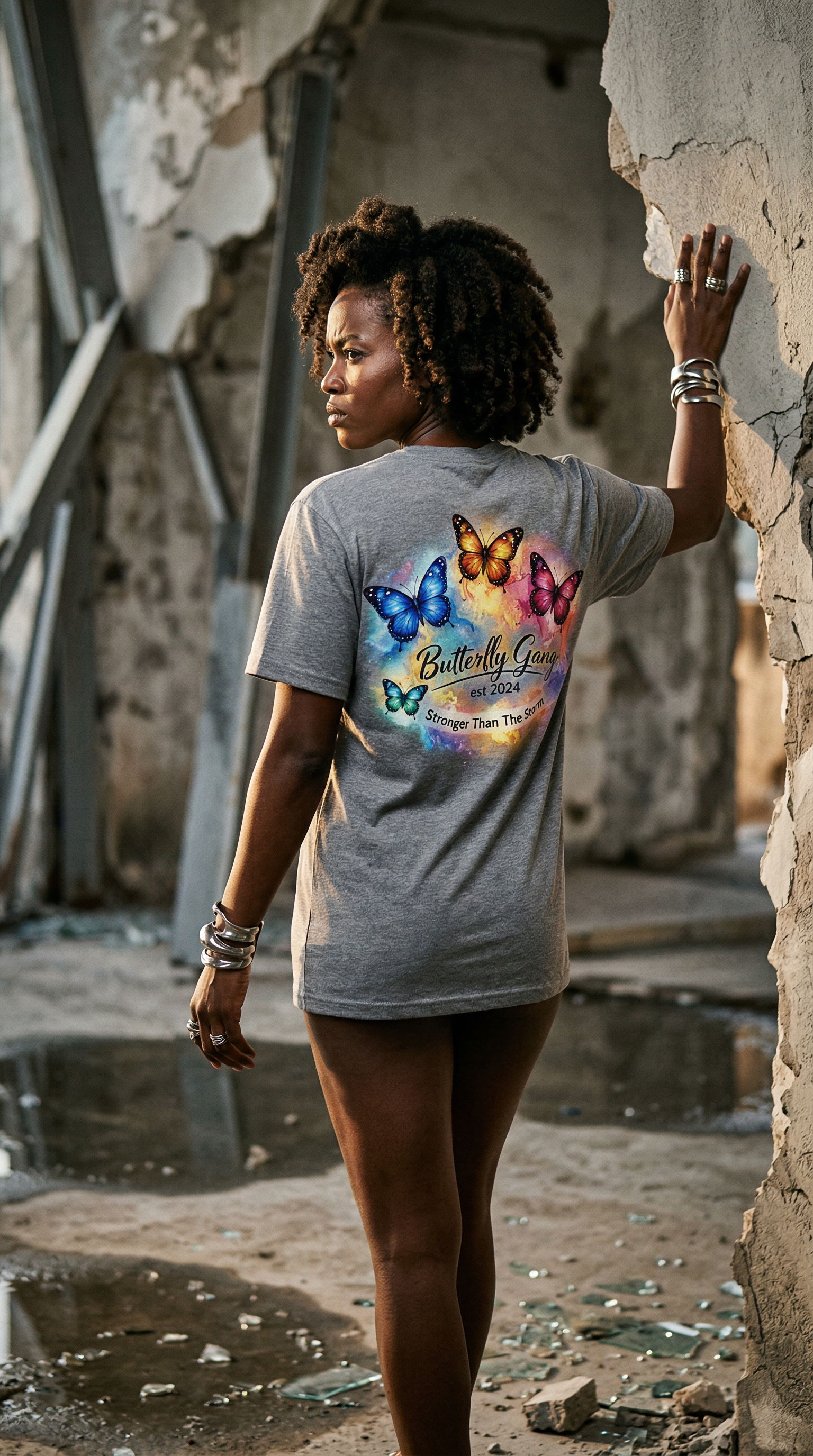 Butterfly Gang Tee – Heather Grey